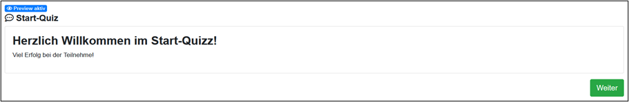Herzlich willkommen start quiz